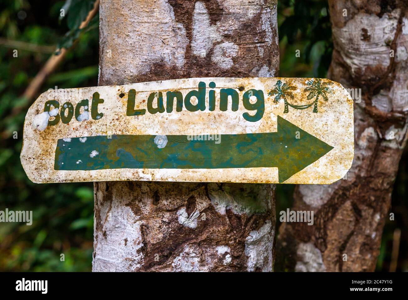 Boat Landing. Directions Signs in Sierra Leone Stock Photo