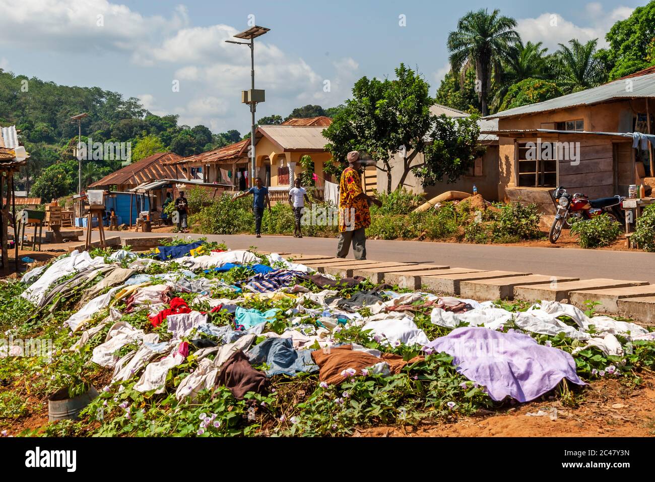 Clothes drying in Sierra Leone Stock Photo