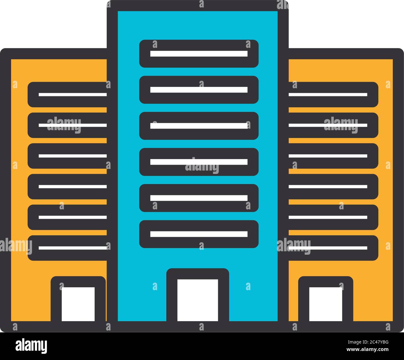 Buildings line and fill style icon design, City architecture urban ...
