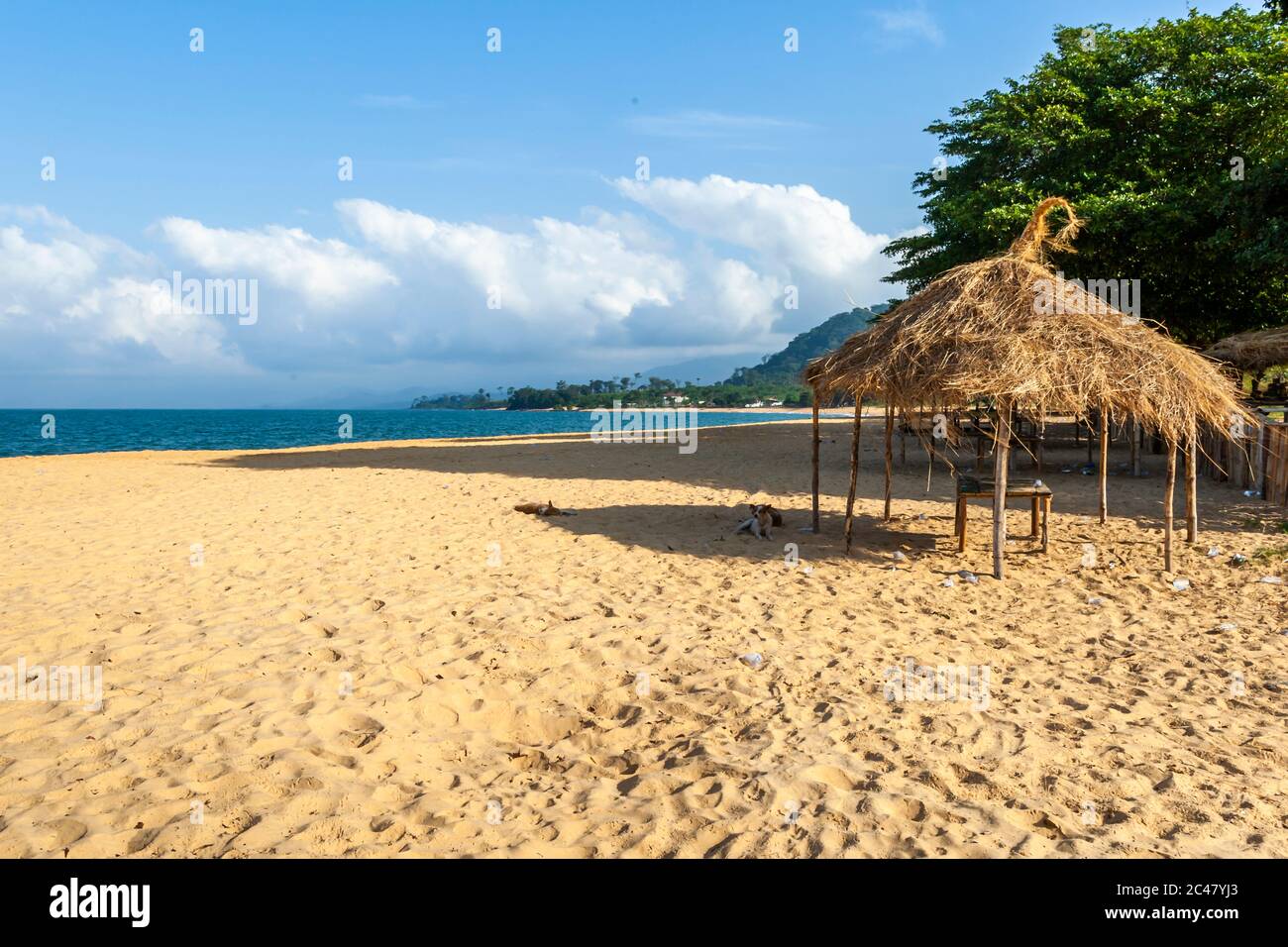 Littered Beach in Western Area Rural, Sierra Leone Stock Photo
