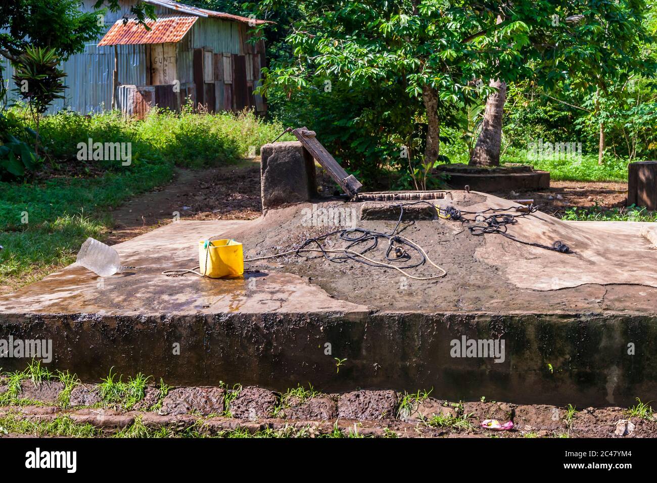 Well on Banana Island, Sierra Leone Stock Photo