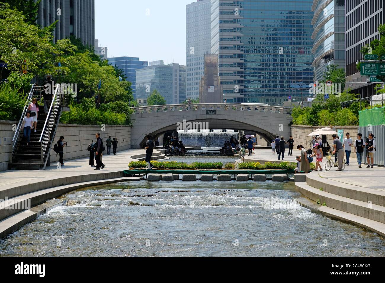 Seoul South Korea - Cheonggyecheon stream park Stock Photo
