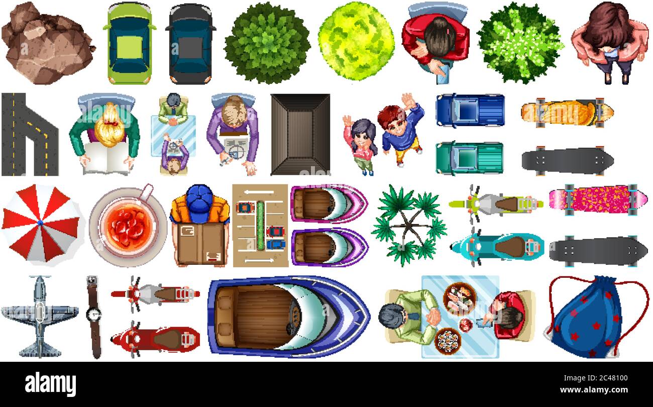 Set of aerial element park decorations isolated illustration Stock ...