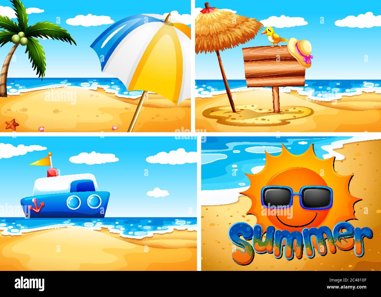Set of summer beach background illustration Stock Vector Image & Art ...
