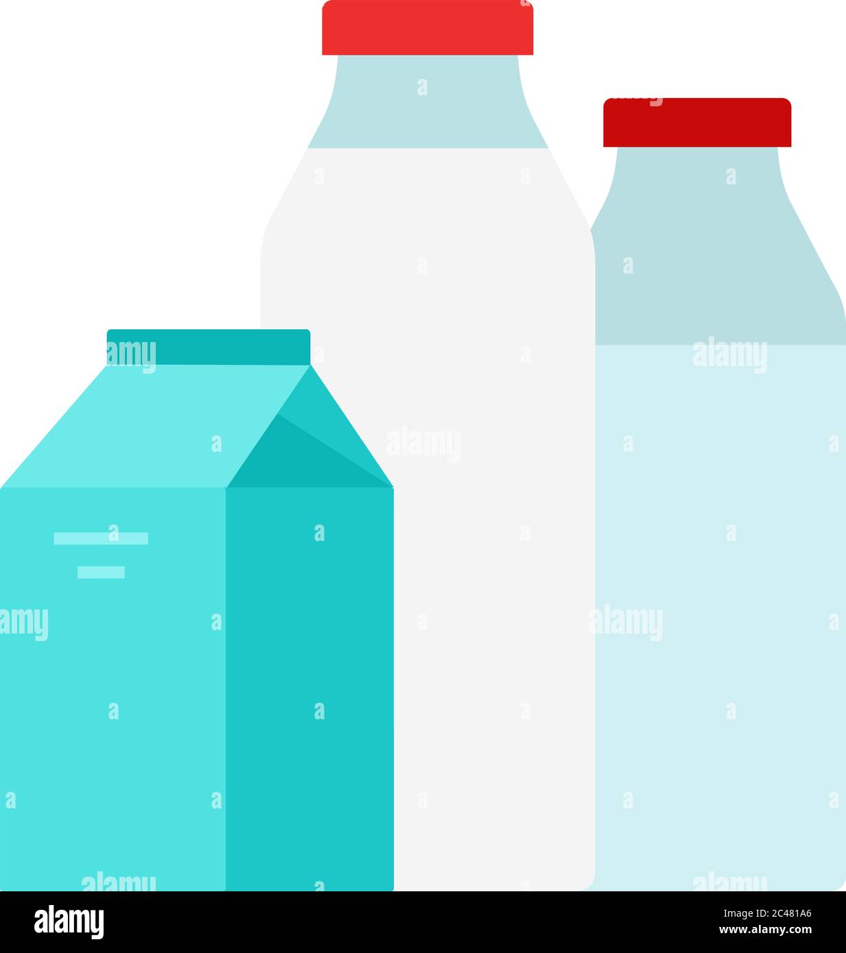 Сow's milk, kefir and vegetable milk vector flat isolated Stock Vector