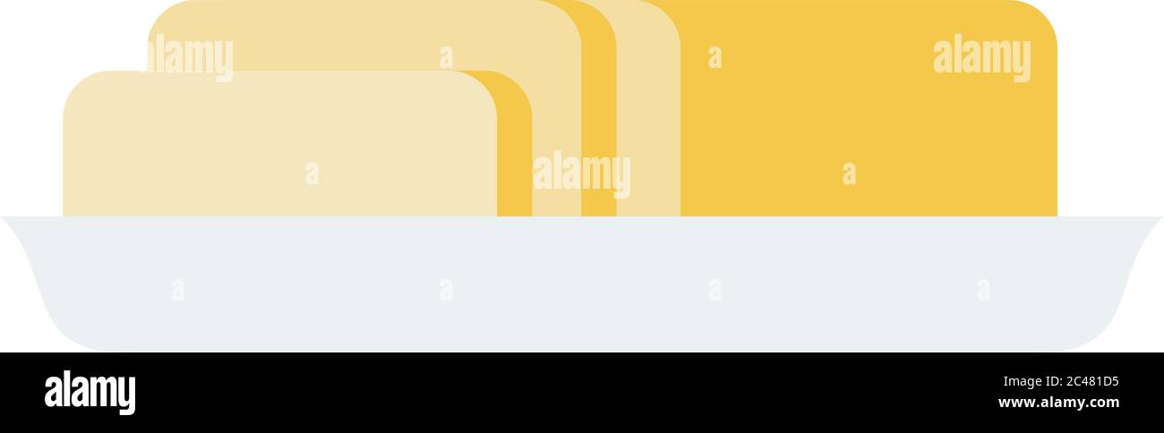 Butter in a ceramic plate vector flat isolated Stock Vector