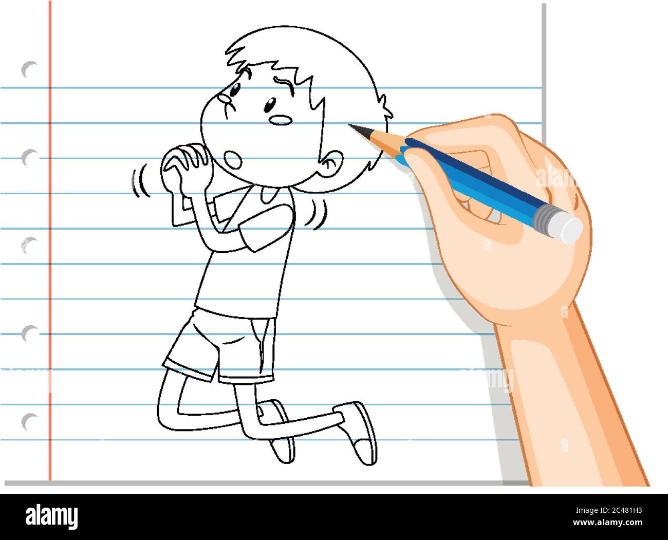 Hand writing with a pen. Vector outline illustration Stock Vector by ©MWeen  88474816