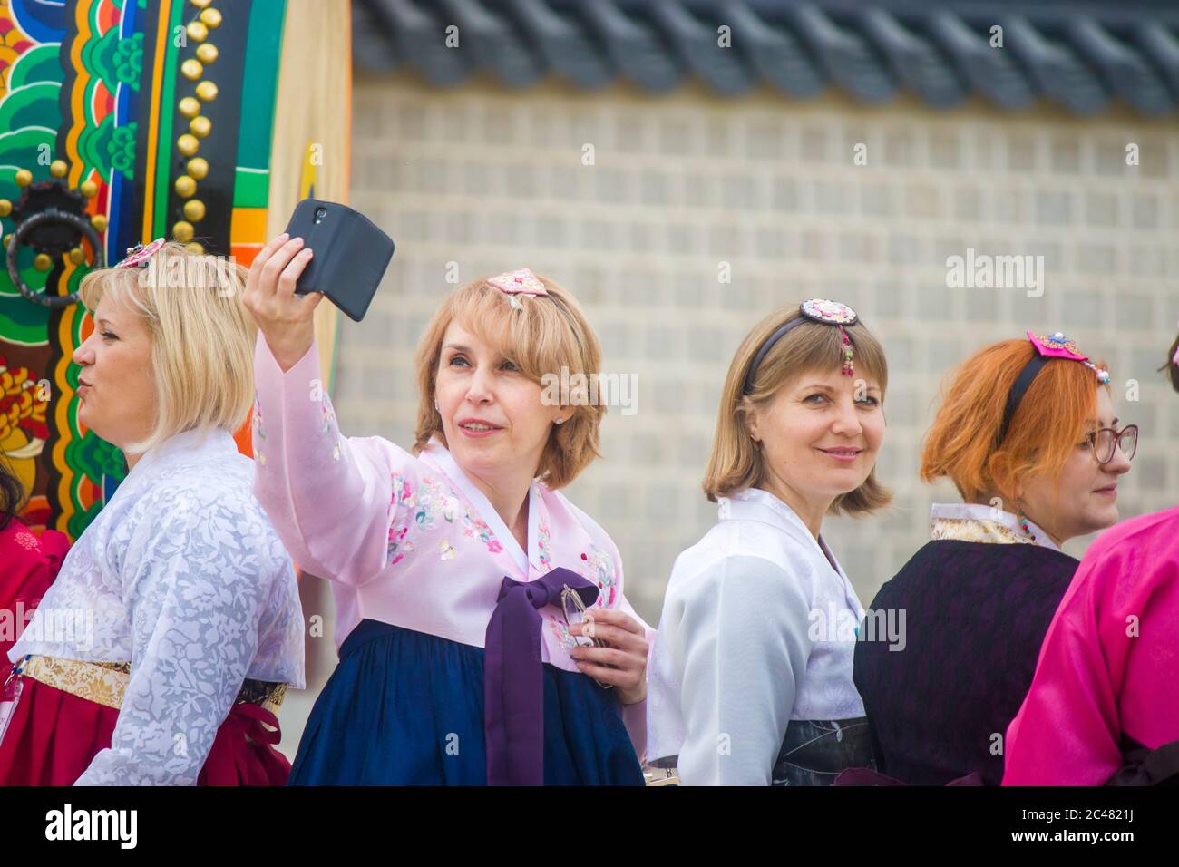 Seoul South Korea Nov 10, 2017 A group of foreigners are wearing