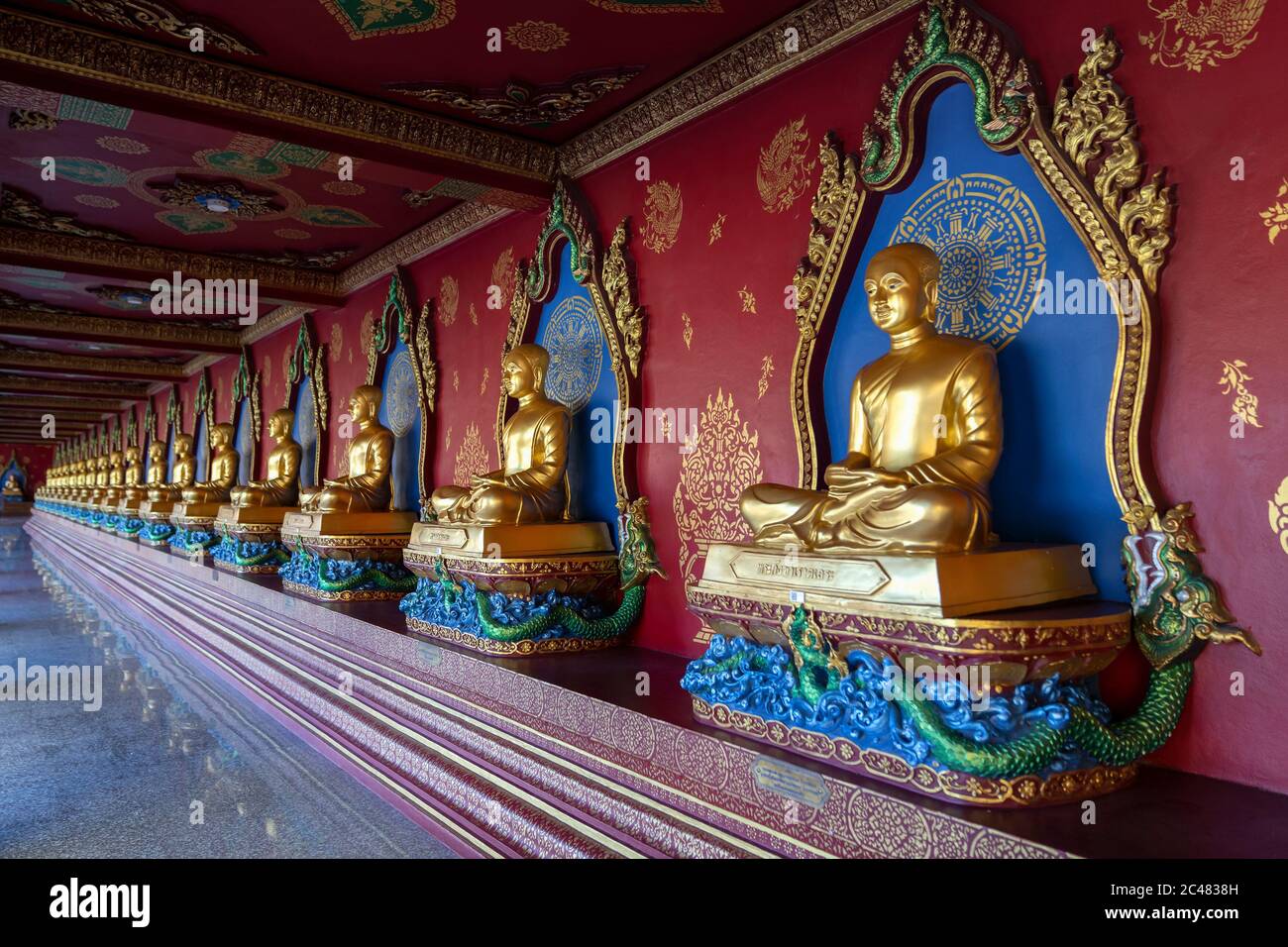 Thailand, Phuket, April 15, 2020: Buddha Statues in a row in the new ...