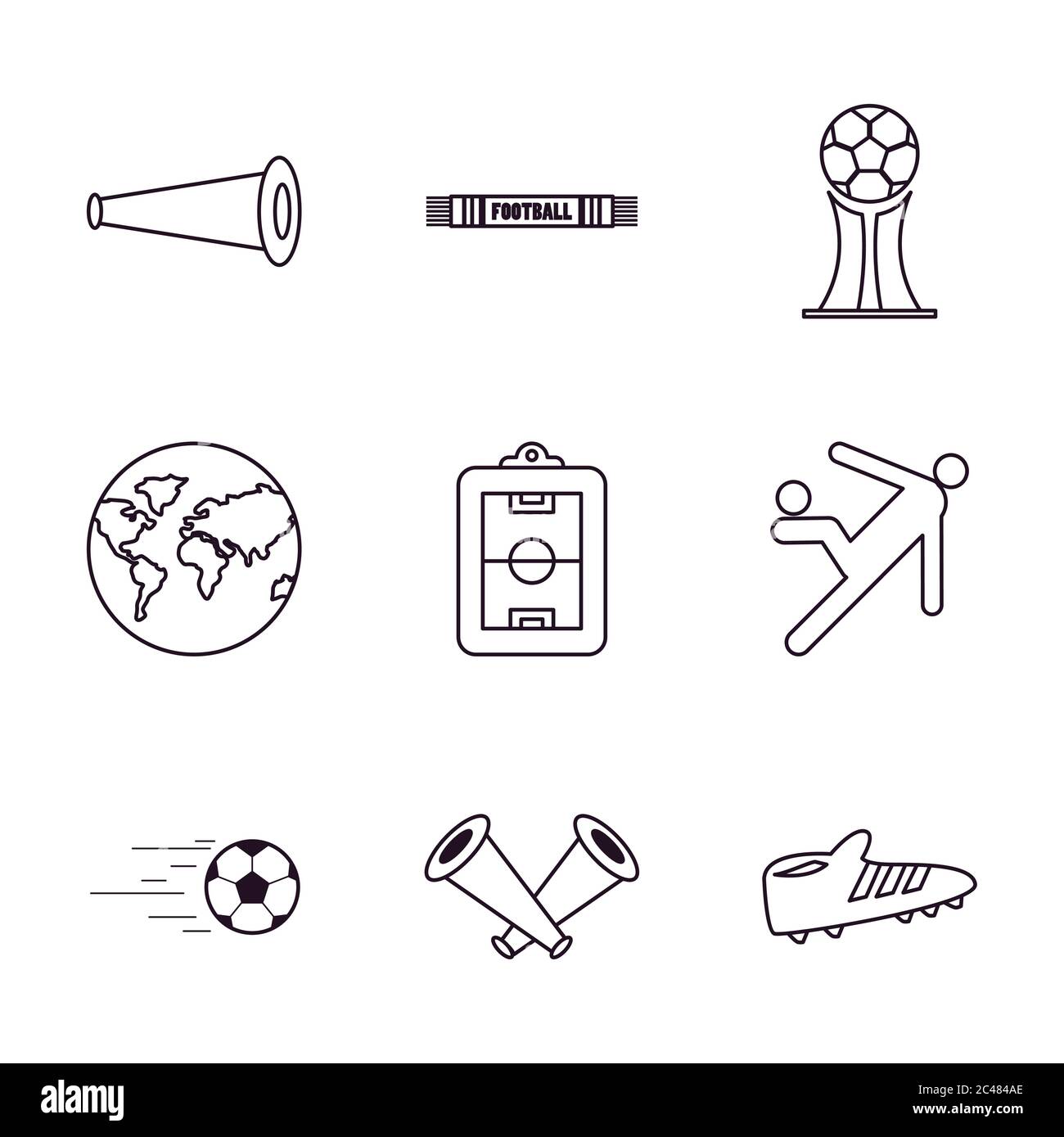 line style icon set design, Soccer football sport hobby competition and ...