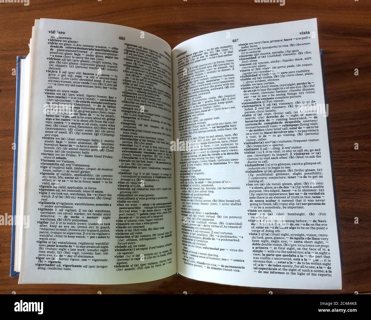 English-Spanish dictionary pages Stock Photo - Alamy