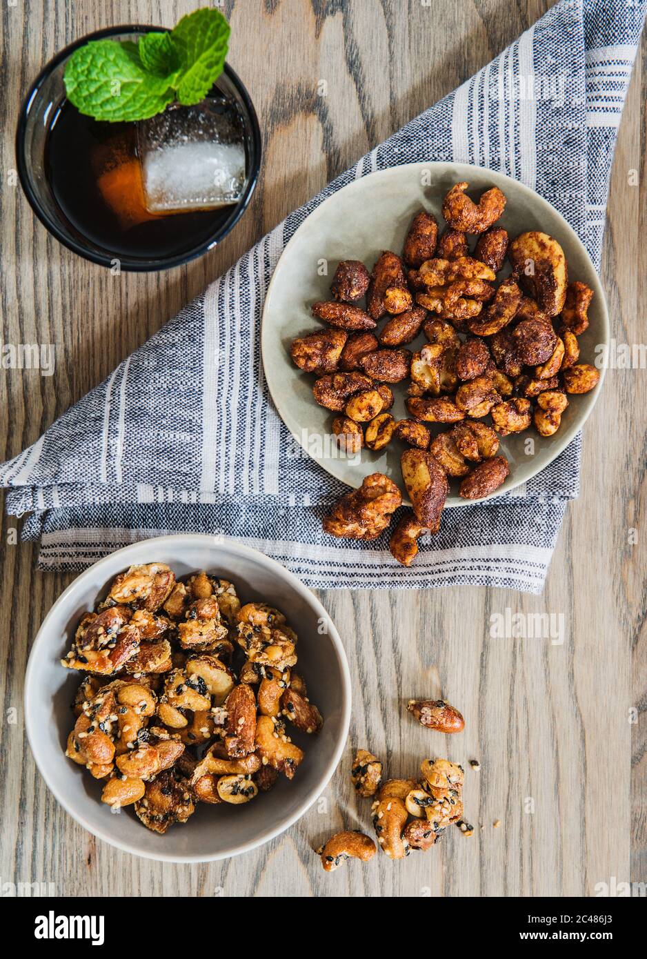 Seasoned mixed nuts with bourbon Stock Photo