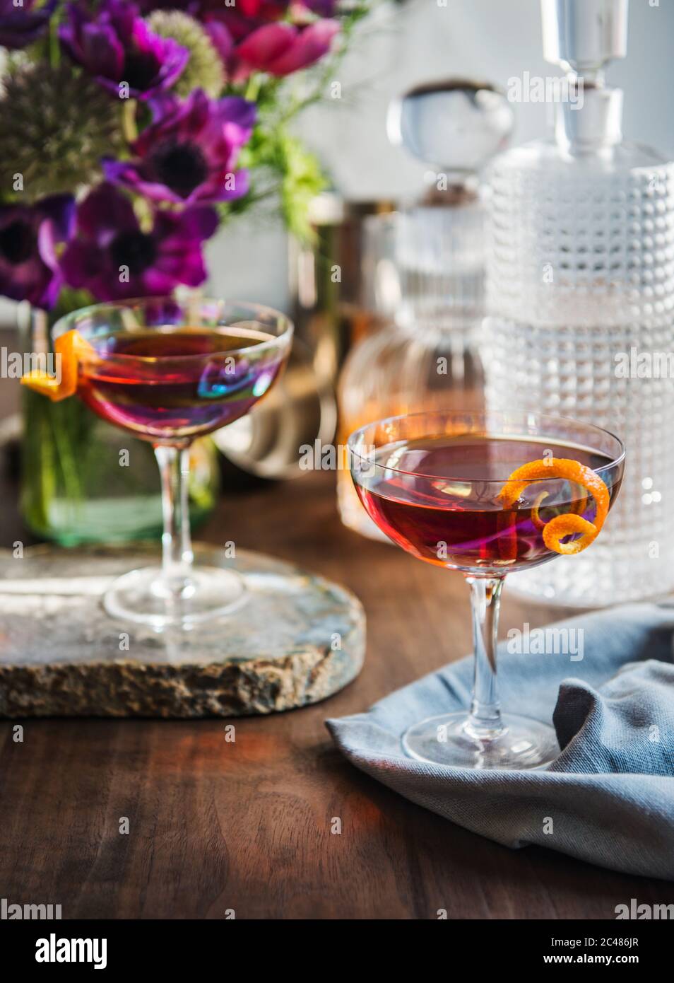 Cosmopolitan Cocktail with orange garnish Stock Photo