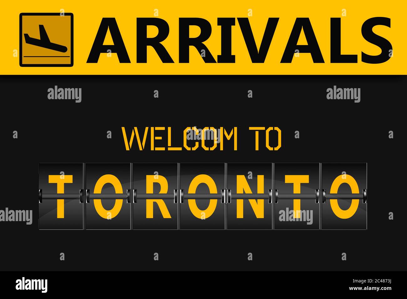 Toronto on airport arrivals flipping panel, 3d rendering Stock Photo