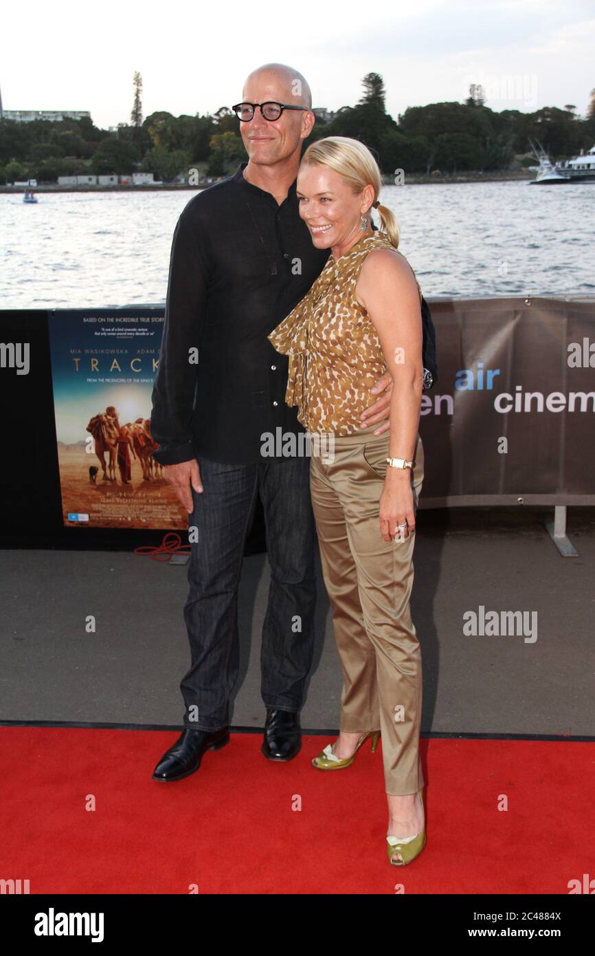 Kym Wilson and husband Sean O'Byrne arrive on the red carpet for the Sydney Premiere of Tracks. Stock Photo