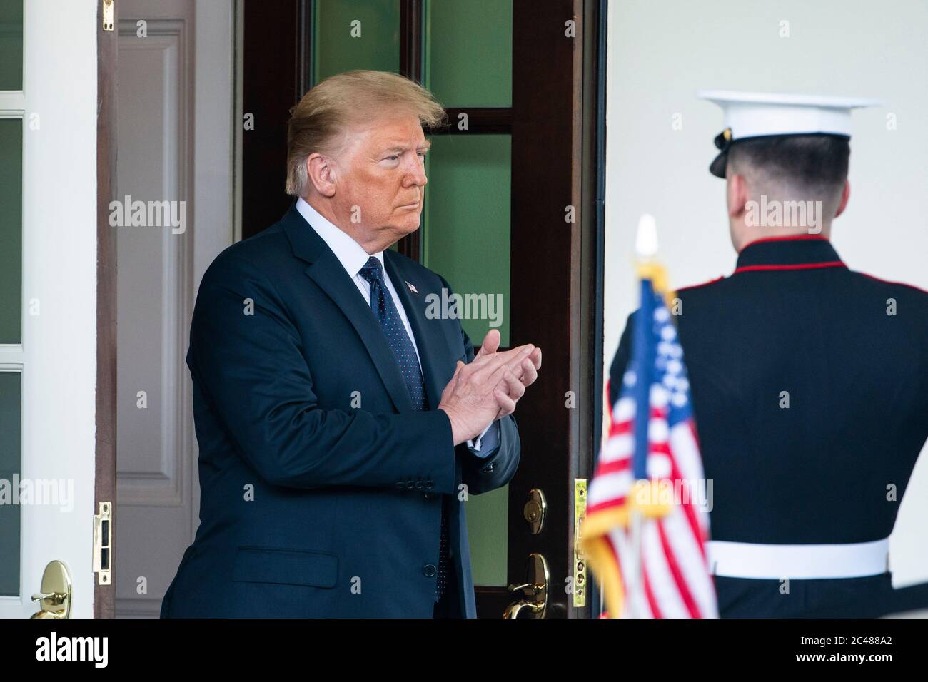 US President Donald J. Trump (L) welcomes Polish President Andrzej Duda ...