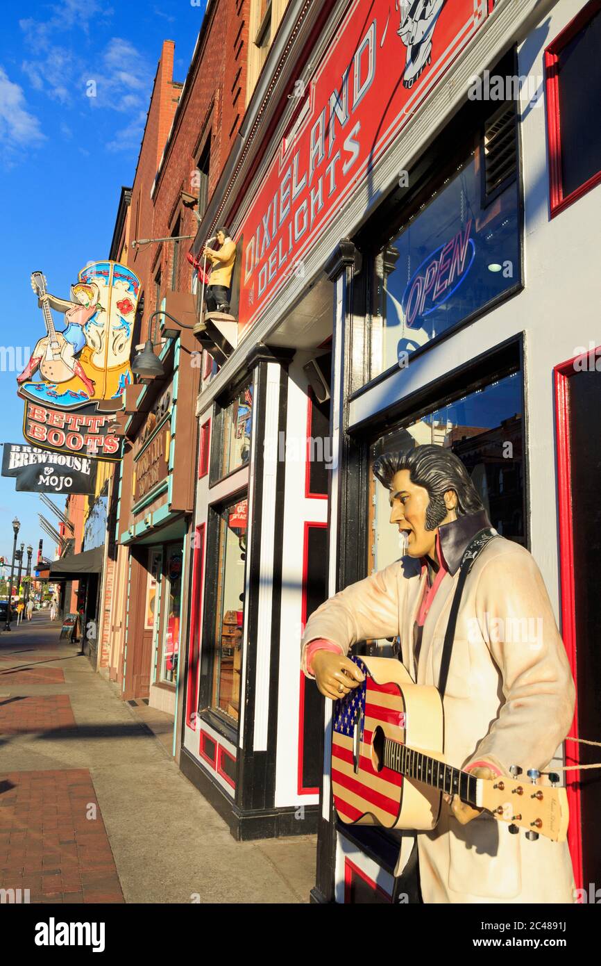Stores & Bars on Broadway Street,Nashville,Tennessee,USA Stock Photo
