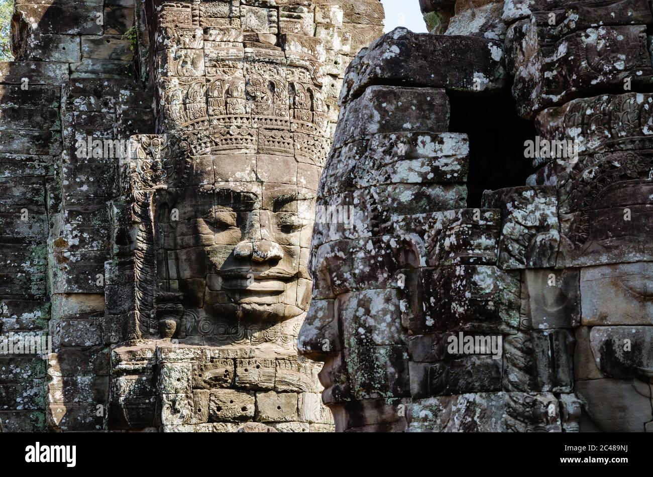 Smiling Faces Of Bayon Temple In Angkor Thom Is The Heritage Of Khmer ...