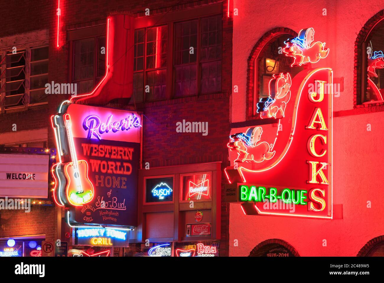 Neon signs on Broadway Street,Nashville,Tennessee,USA Stock Photo Alamy