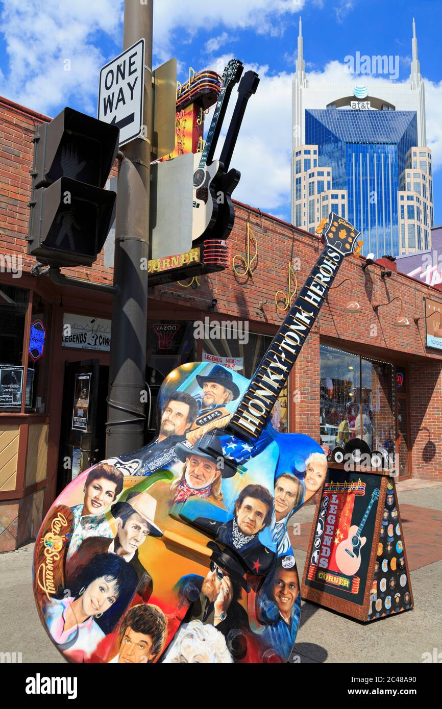 Guitar sculpture on Broadway Street,Nashville,Tennessee,USA Stock Photo