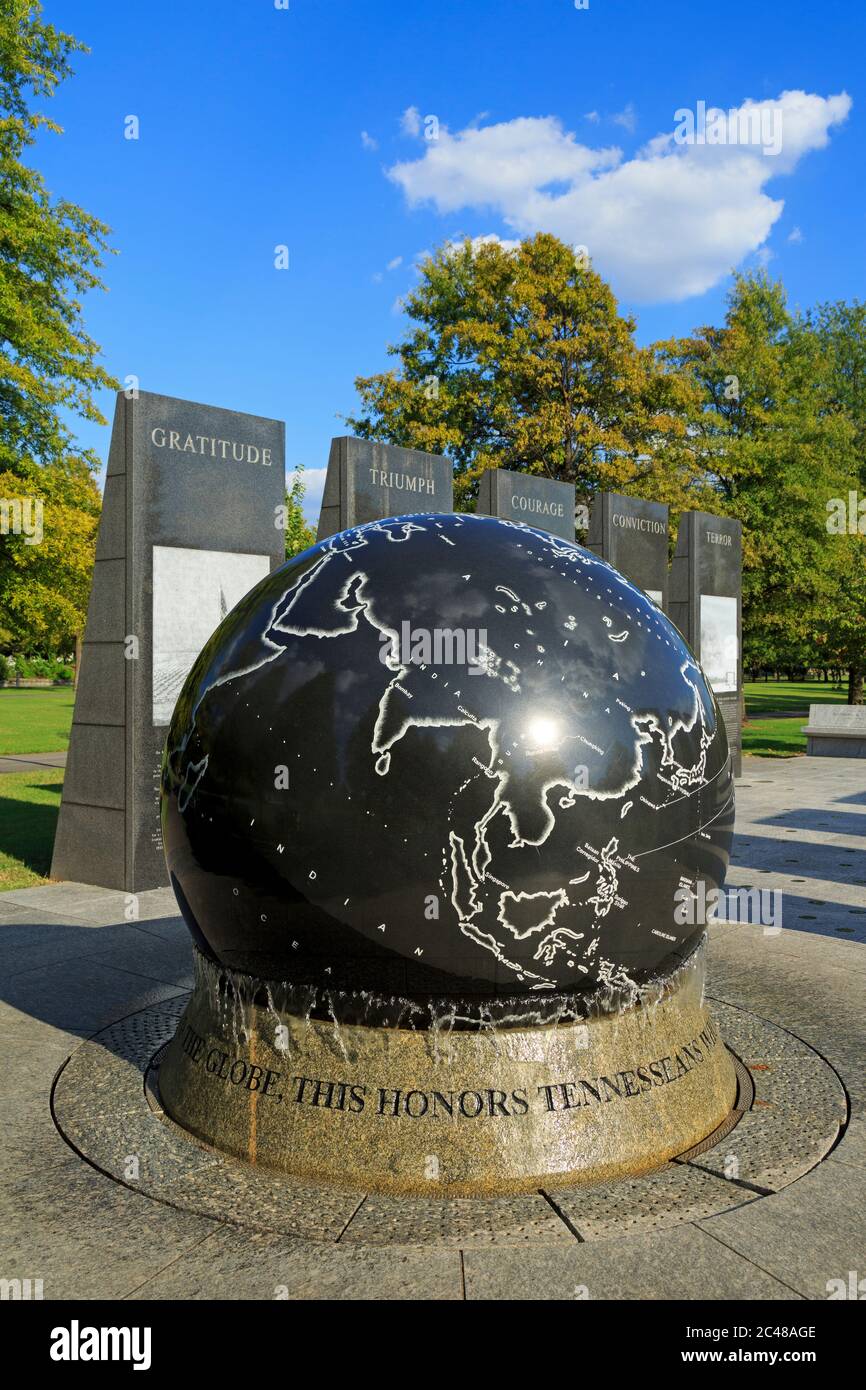 World War 2 Memorial in Bicentennial Capitol Mall State Park,Nashville,Tennessee,USA Stock Photo