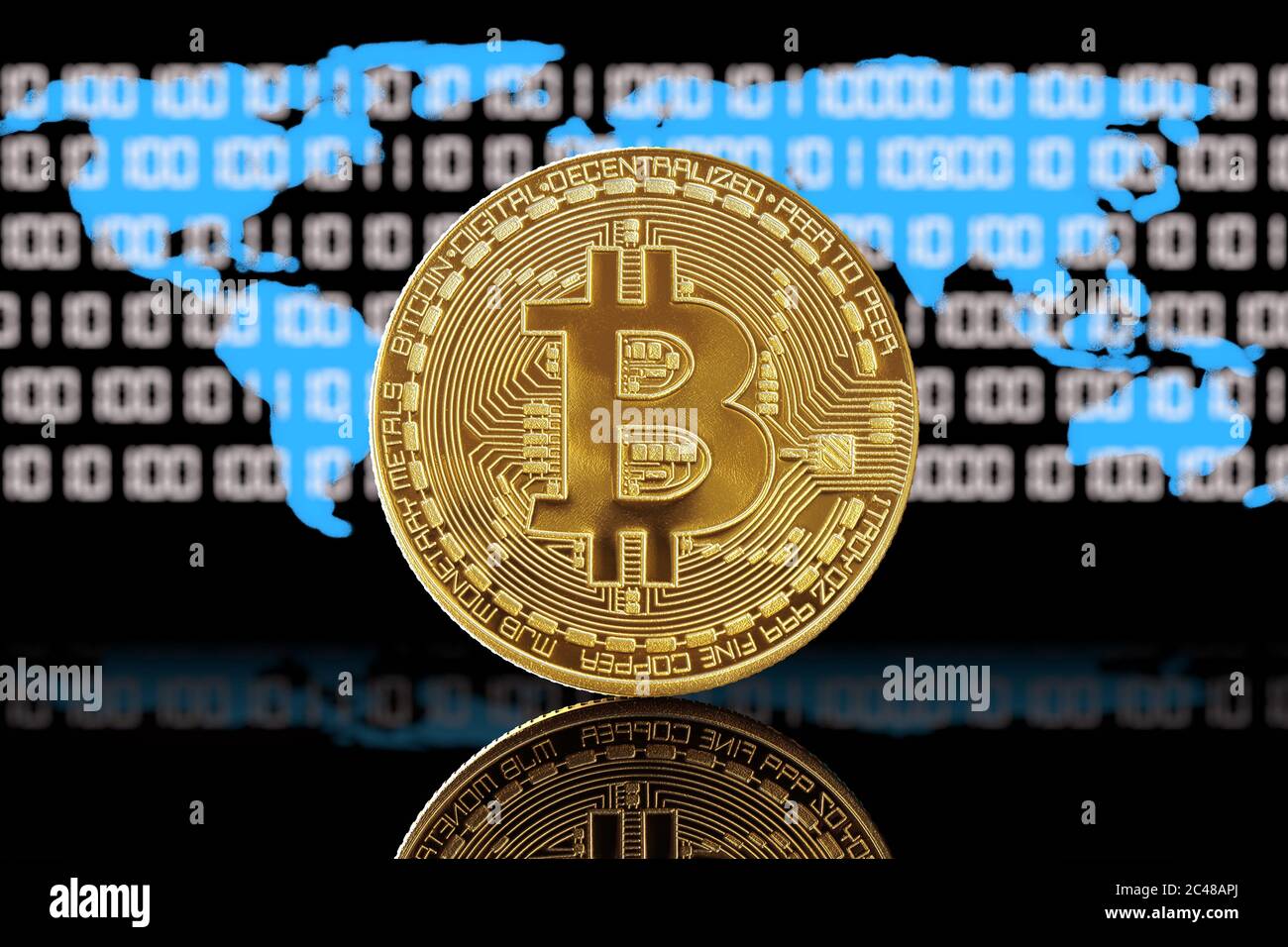 Bitcoin cryptocurrency coin on a map of Russia Stock Photo - Alamy