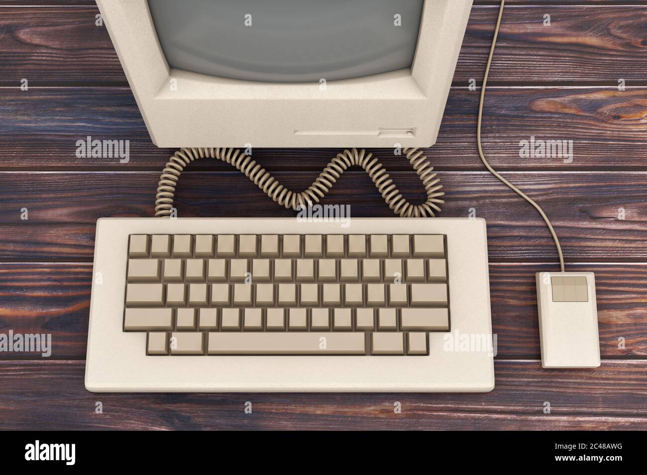 Retro Personal Computer. The System Unit, Monitor, Keyboard and Mouse ...