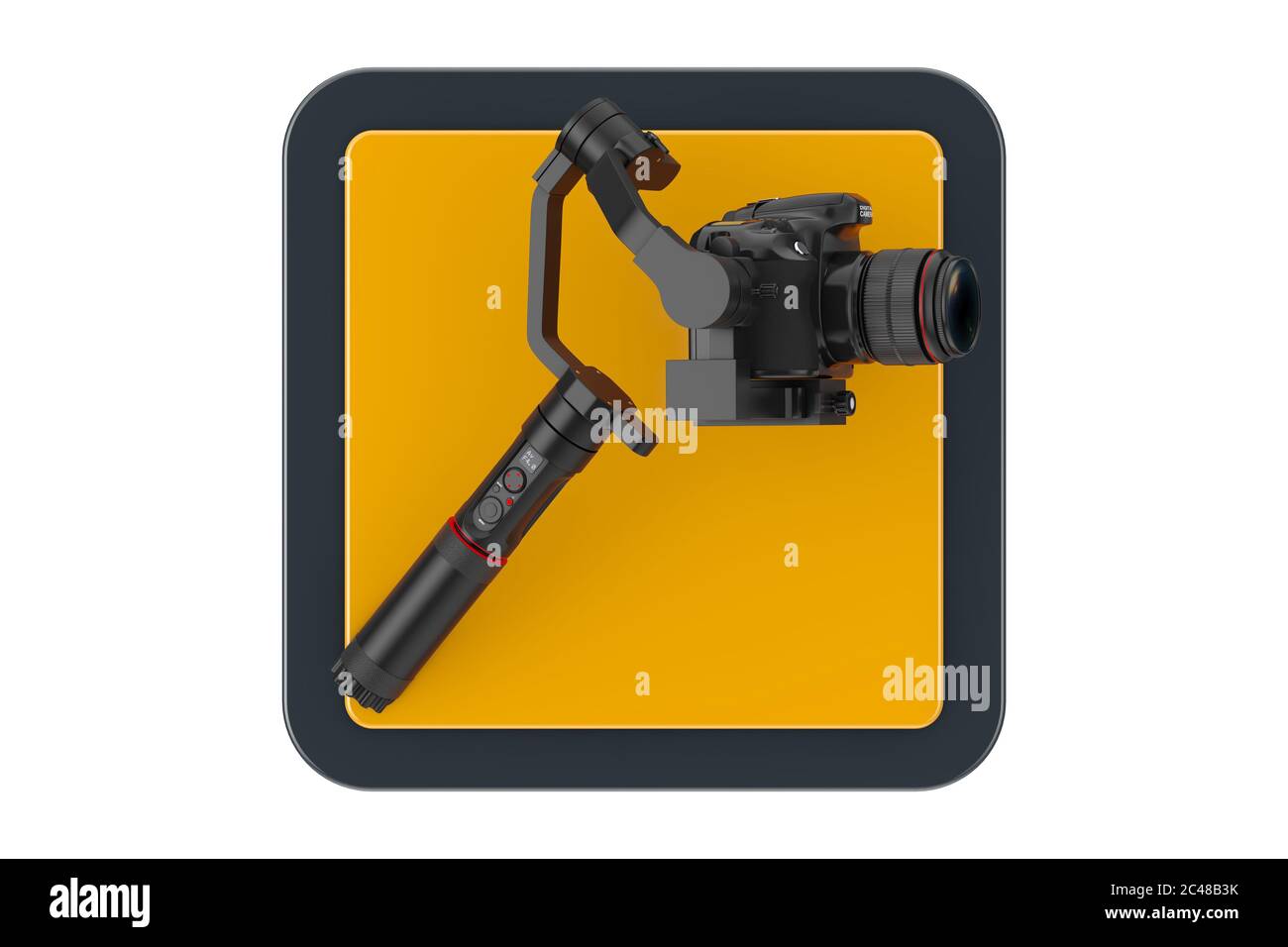 DSLR or Video Camera Gimbal Stabilization Tripod System Touchpoint Icon Button on a white background. 3d Rendering Stock Photo