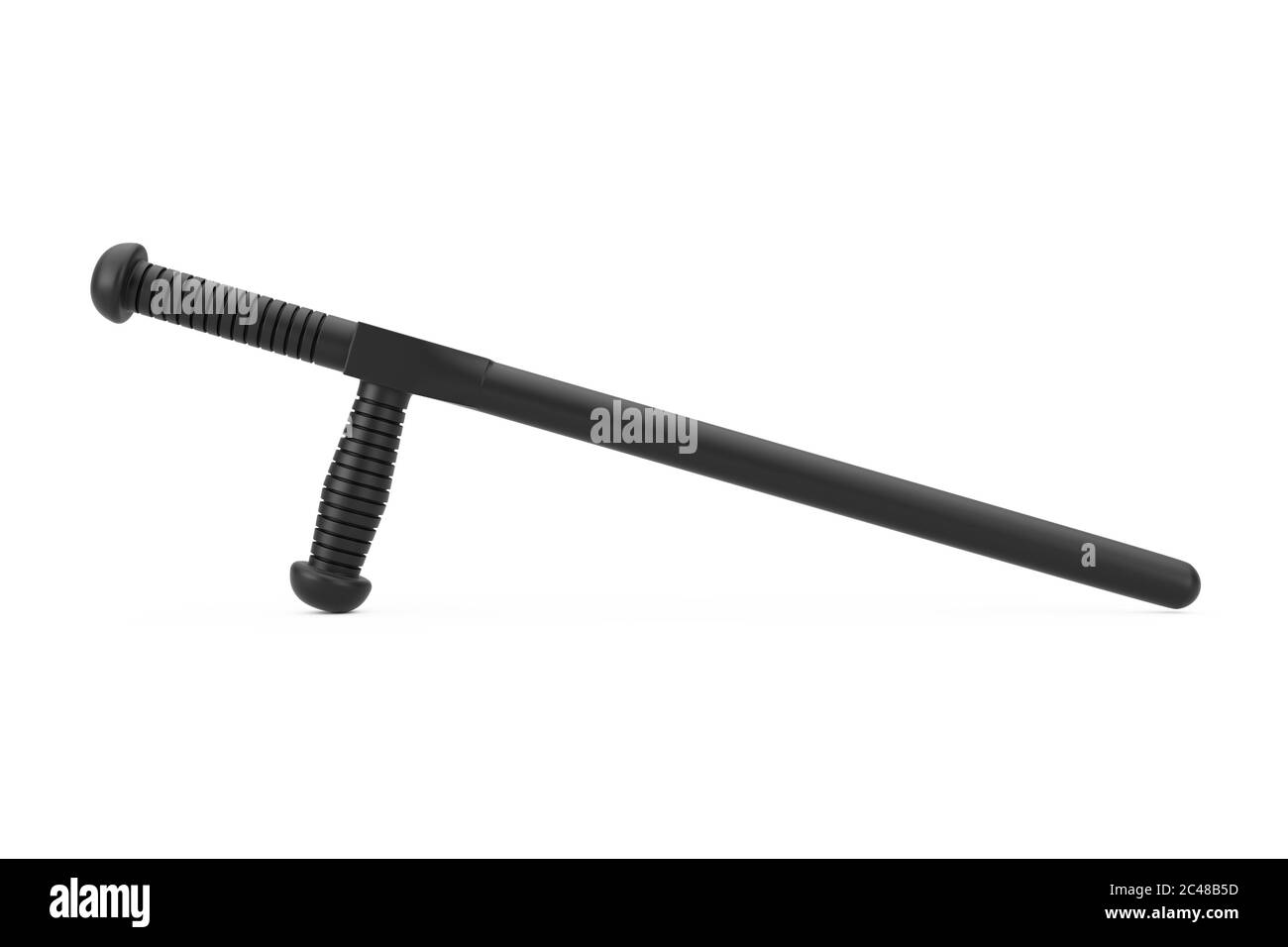 Black Rubber Police Baton or Nightstick on a white background. 3d Rendering  Stock Photo - Alamy