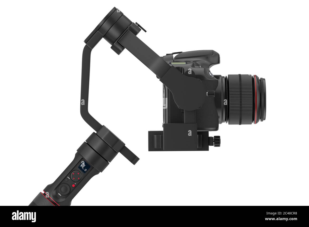 DSLR or Video Camera Gimbal Stabilization Tripod System on a white
