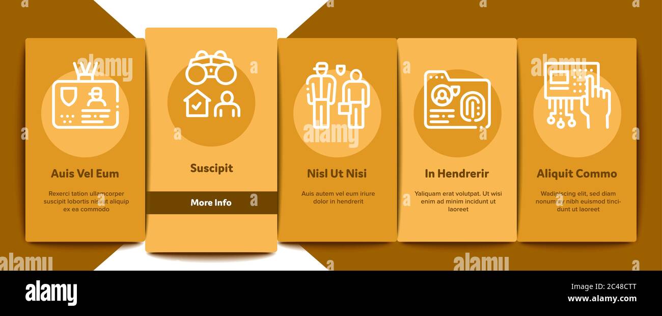 Security Agency Property Protect Onboarding Elements Icons Set Vector Stock Vector