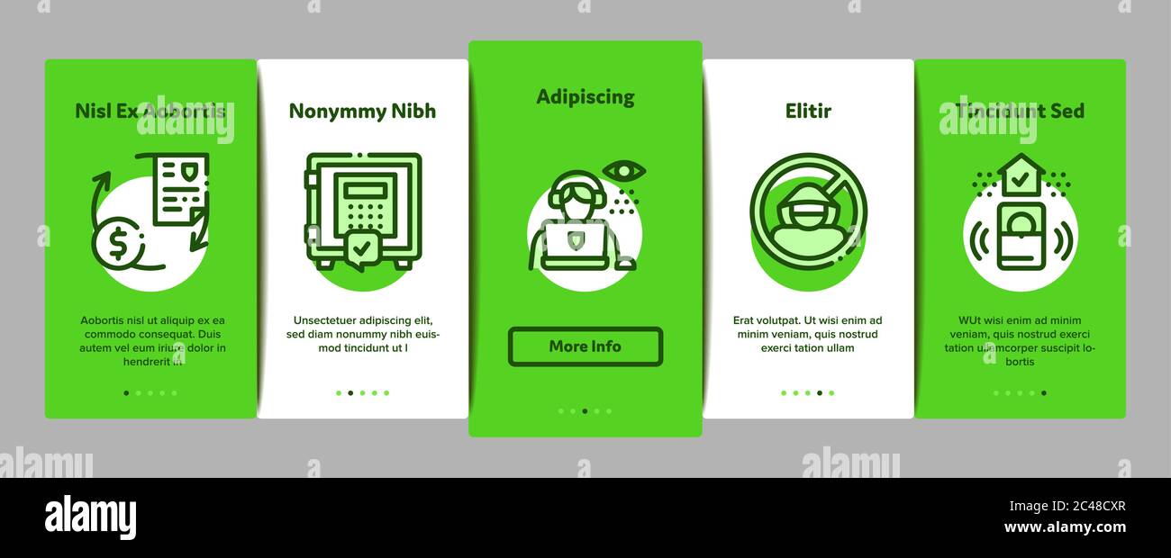 Security Agency Property Protect Onboarding Elements Icons Set Vector Stock Vector