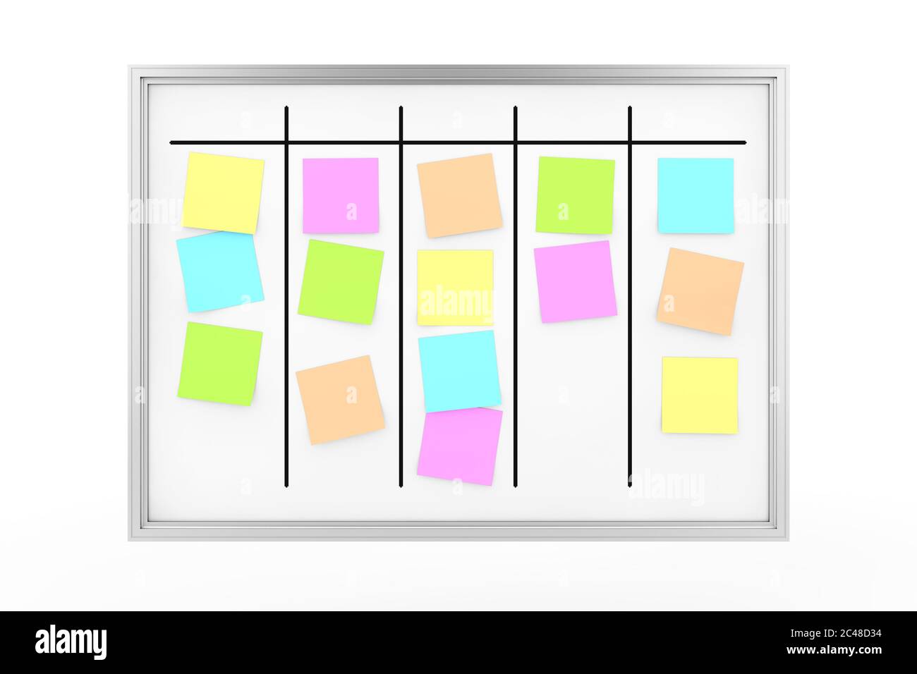 Process Planning Office Whiteboard with Color Sticky Memo