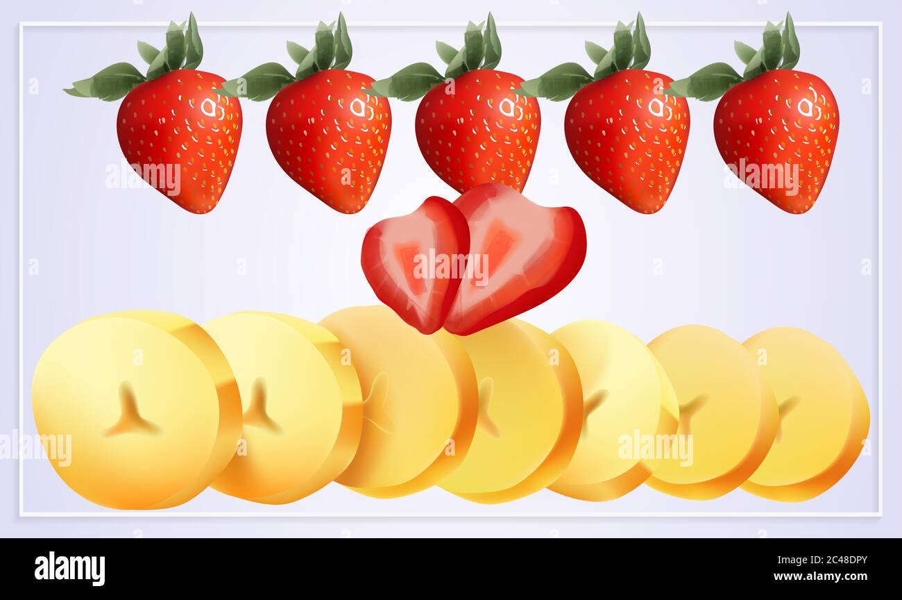 digital textile design of different fruits on abstract background Stock Vector