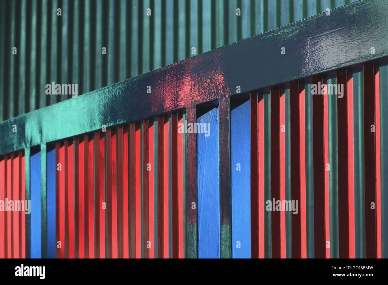 Abstract Minimalist Architecture,colorful iron railings Stock Photo