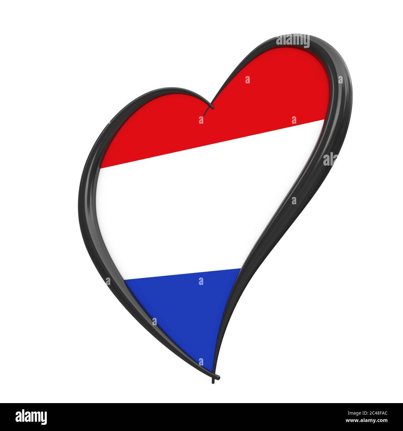 Netherlands Flag Inside Heart. Eurovision Song Contest 2020 in Holland on a white background. 3d Rendering Stock Photo