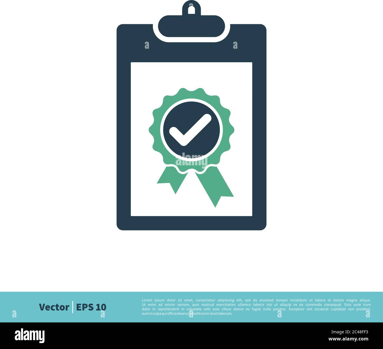 Check mark Award Rosette Stamp Clipboard Icon Vector Logo Template Illustration Design. Vector EPS 10. Stock Vector