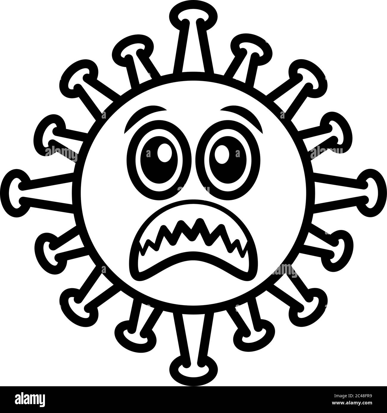 virus emoticon, covid-19 emoji character infection, line cartoon style vector illustration Stock Vector