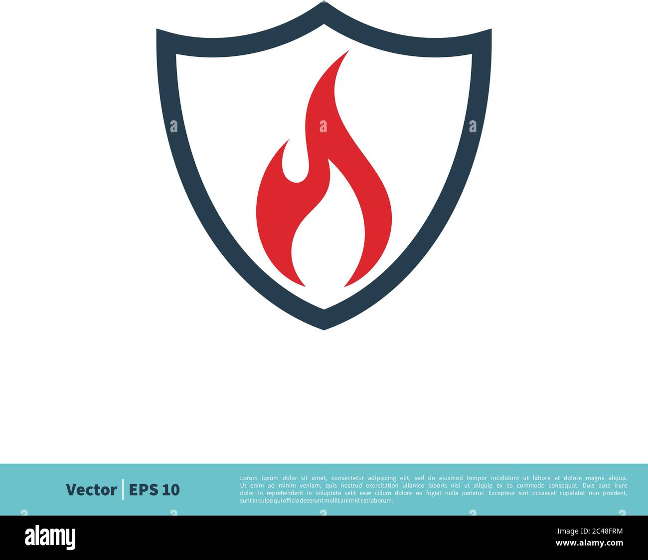 Fire Flame and Shield Icon Vector Logo Template Illustration Design. Vector EPS 10. Stock Vector