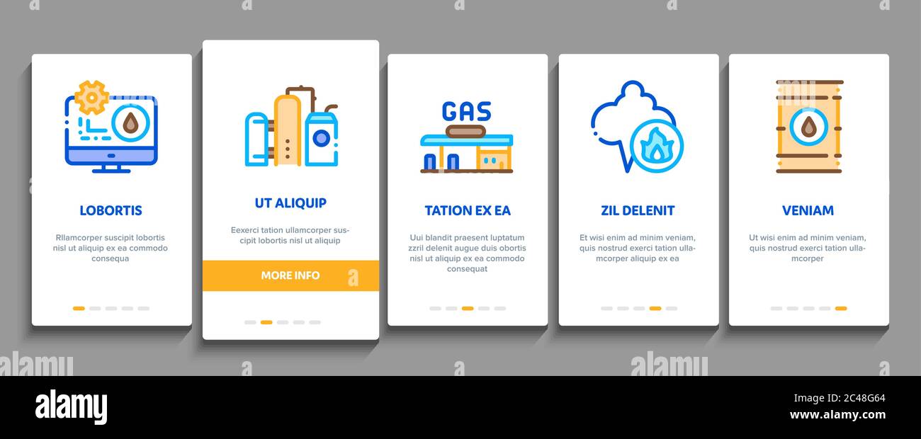 Gas Fuel Industry Onboarding Elements Icons Set Vector Stock Vector ...