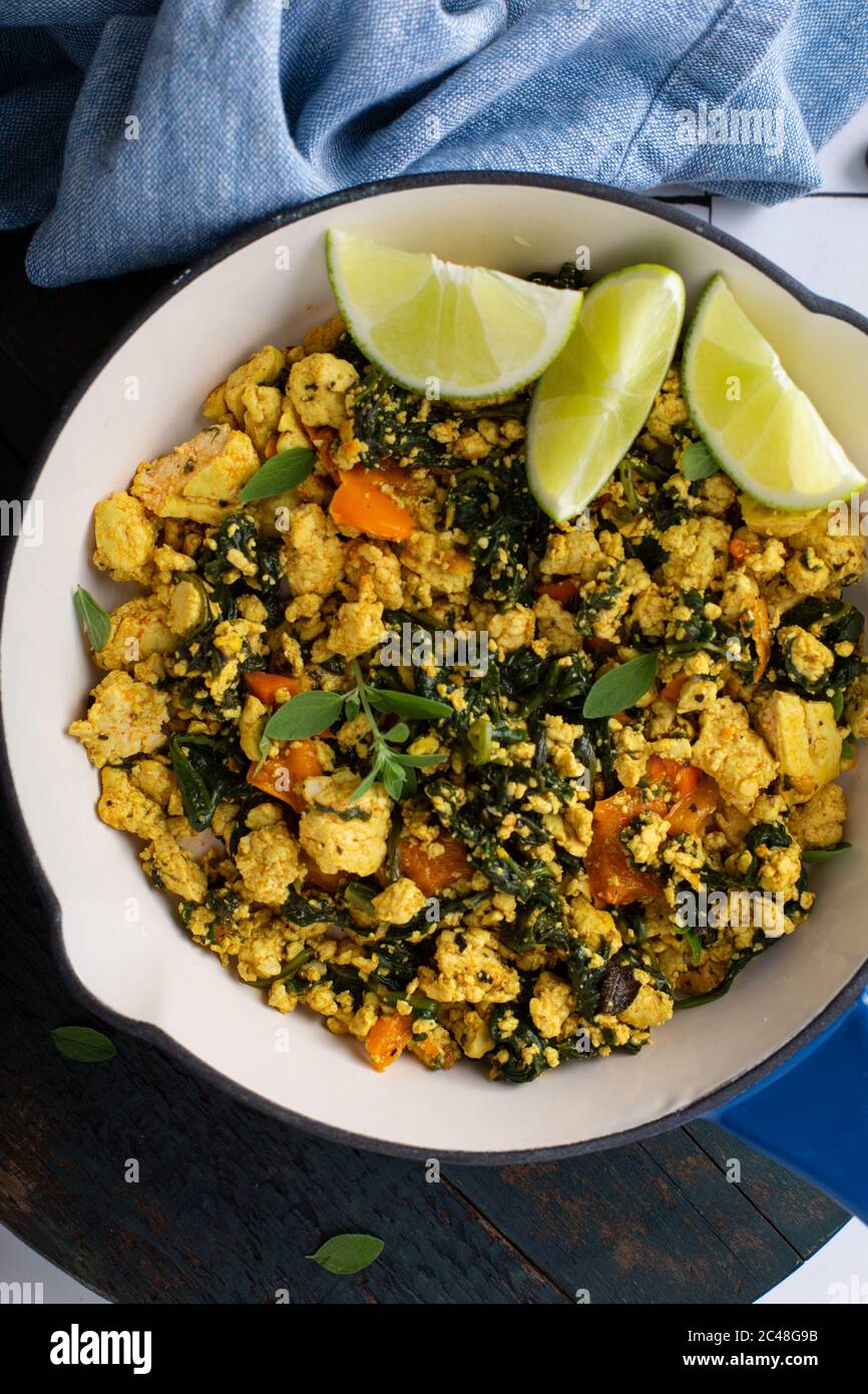 Vegan tofu scramble for breakfast Stock Photo Alamy