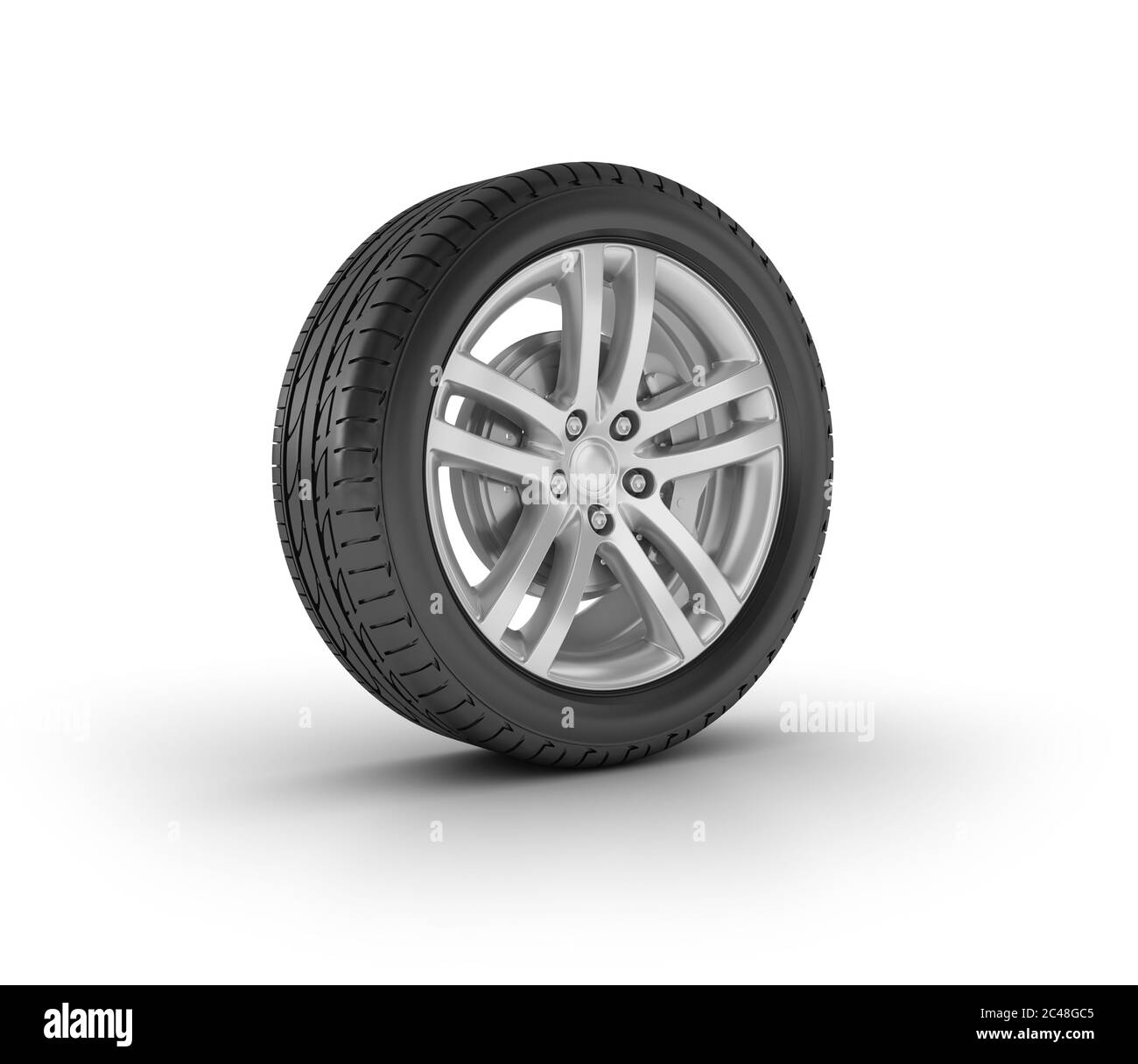 Wheel with a black tire isolated on the white background Stock Photo Alamy
