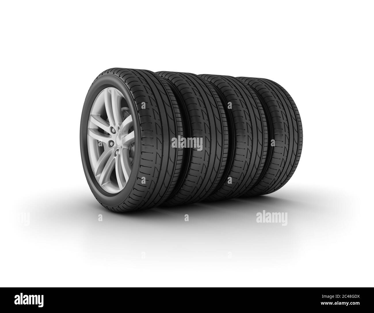 Car wheels with black tire isolated on the white background Stock Photo Alamy