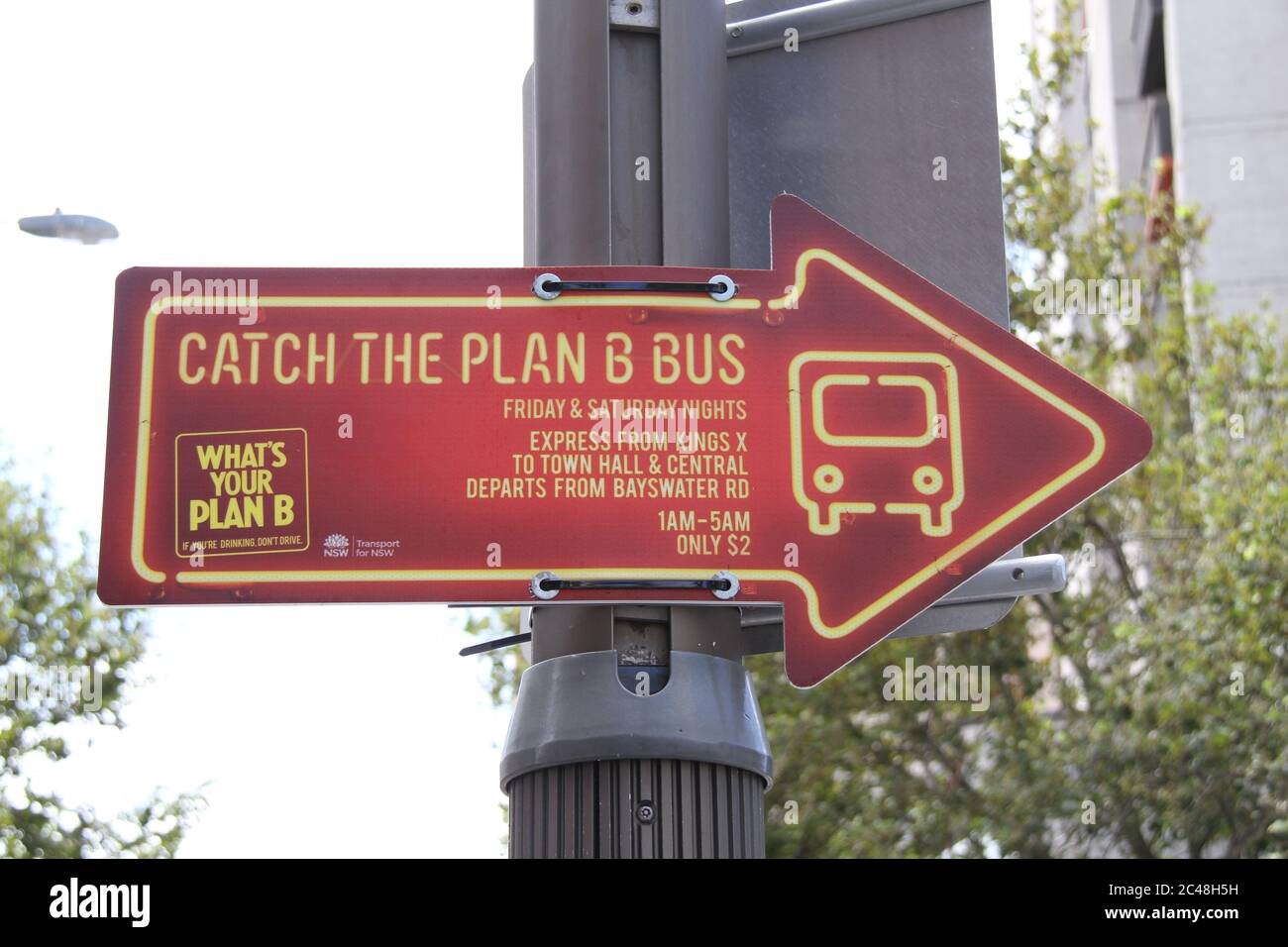 The Plan B bus is an initiative to transfer people form the Kings Cross entertainment district to the main transport hubs of Town Hall And Central tra Stock Photo