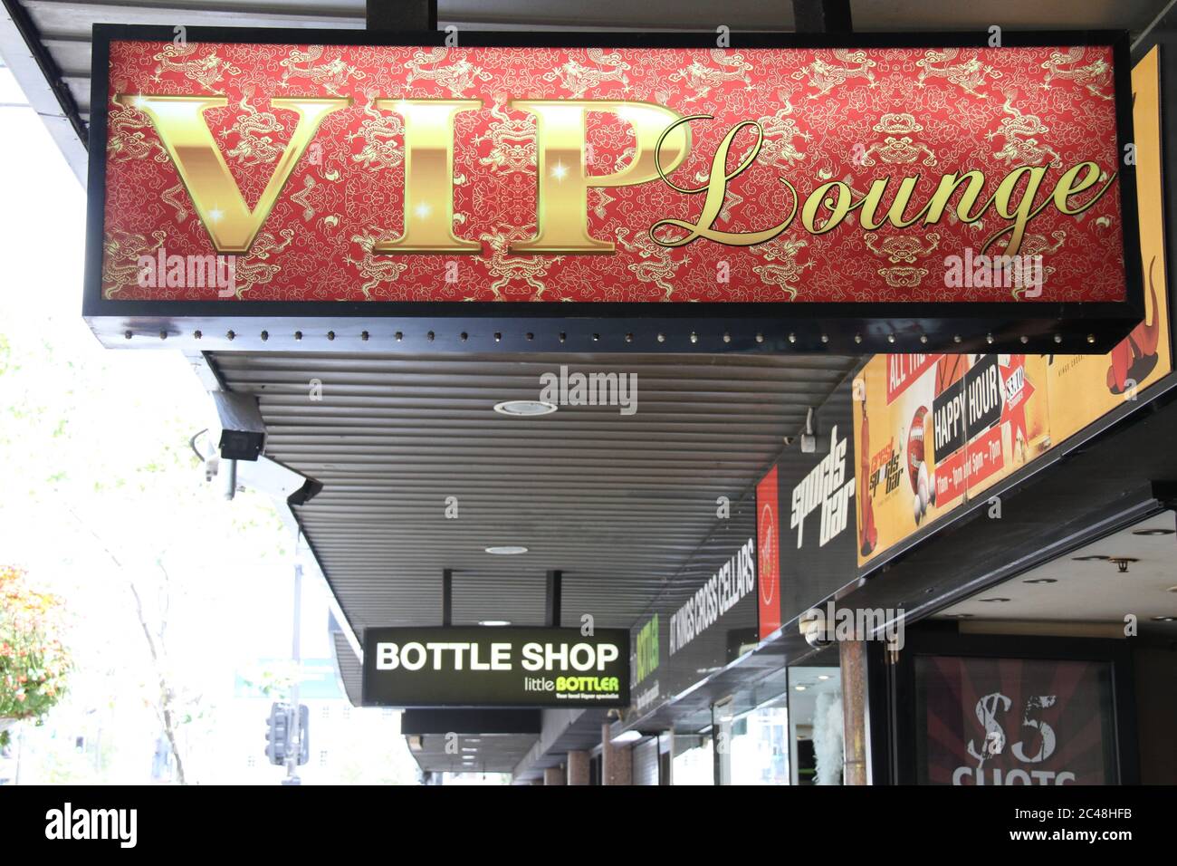 There are plenty of places to find alcohol on Darlinghurst Road, the main street in Sydney’s Kings Cross. Stock Photo