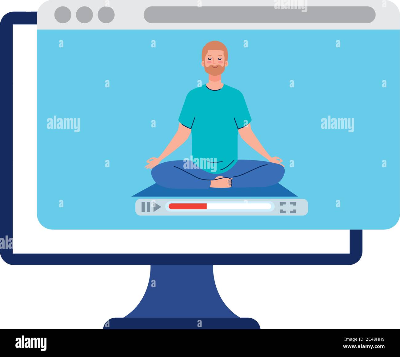 Person on computer meditating Stock Vector Images - Alamy
