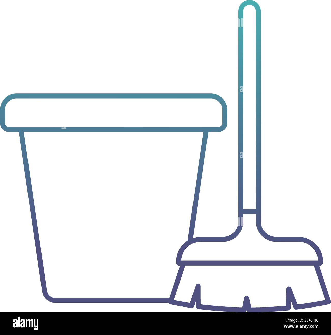 bucket and brush degraded line style icon design, Cleaning service wash ...