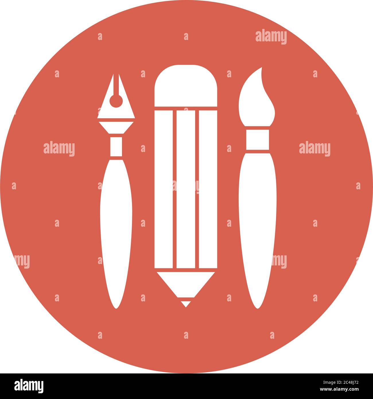 Pencil pen and brush block style icon design, Tool write office object ...