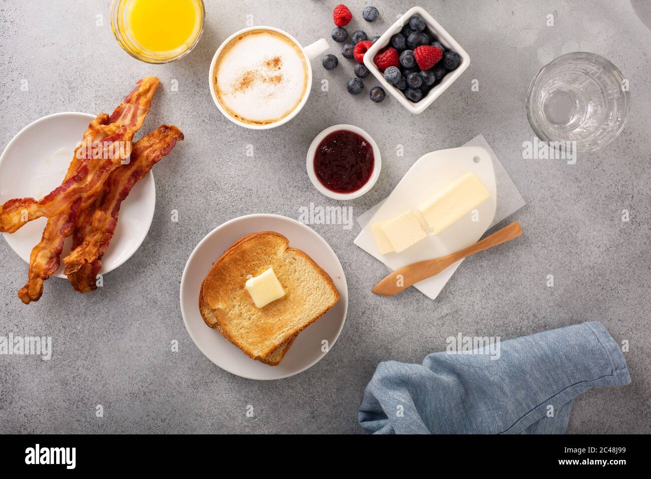 Traditional continental breakfast with toast Stock Photo Alamy