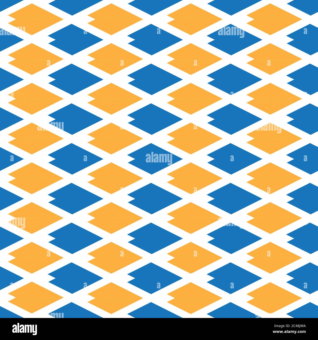 Seamless background with orange and blue geometric forms Stock Vector